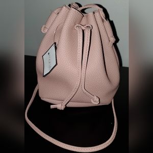 Macy's pink crossbody small drawstring bag